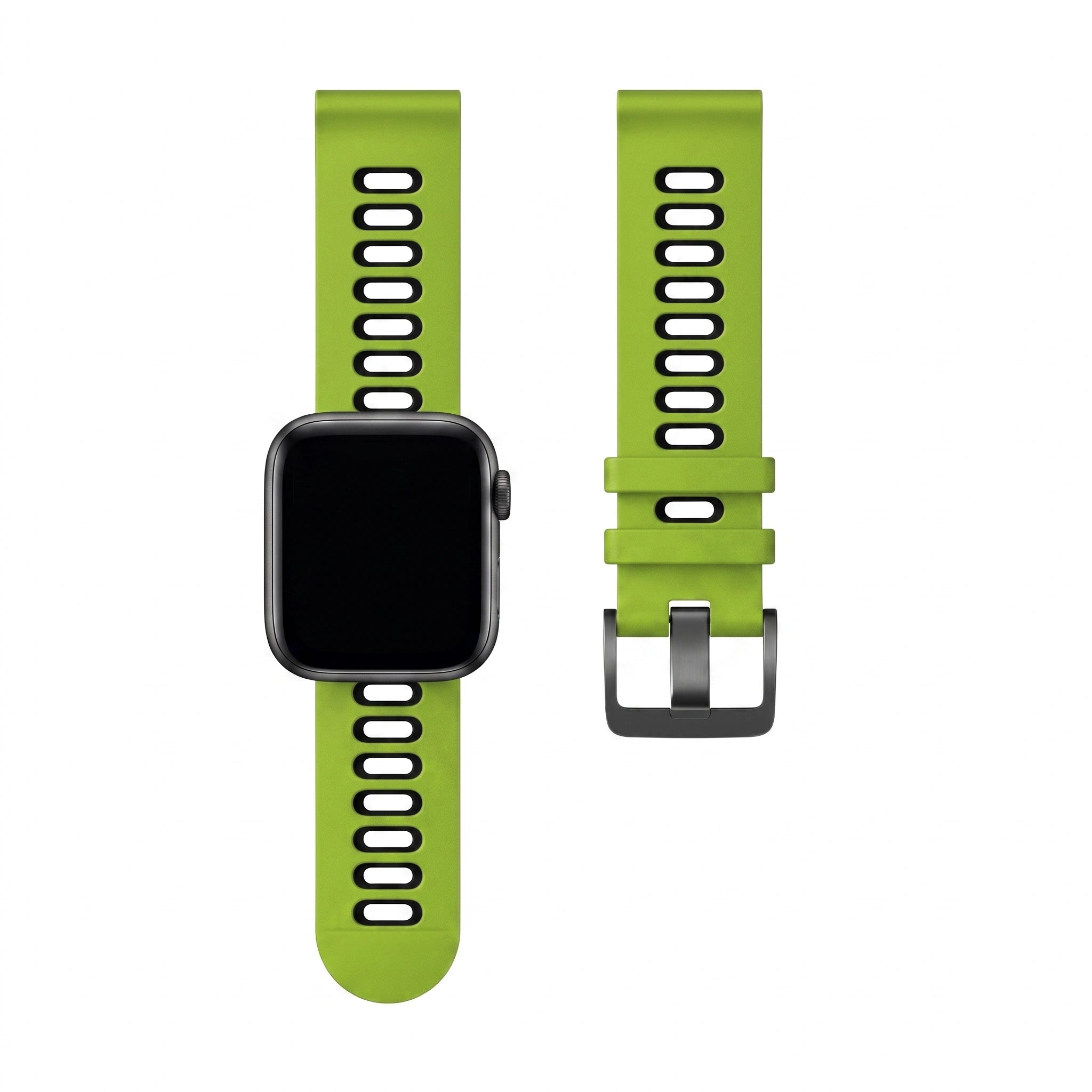 Bracelet Rhythm silicone vert militaire, vue de profil 2 - Garmin Quick Release 22mm | Clipz-it