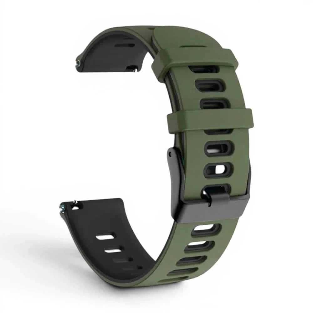 Bracelet Rhythm silicone vert militaire, vue de profil - Garmin Quick Release 22mm | Clipz-it