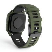 Bracelet Rhythm silicone vert militaire, vue de profil - Garmin Quick Release 22mm | Clipz-it