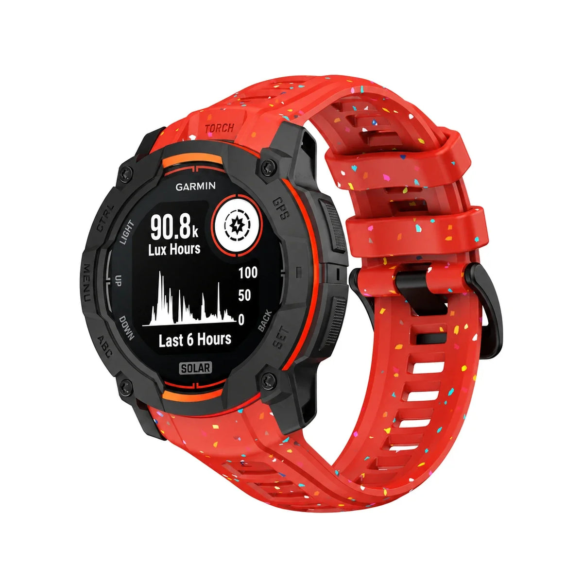 Lumen silicone strap, red, front view - Garmin Quick Release 26mm