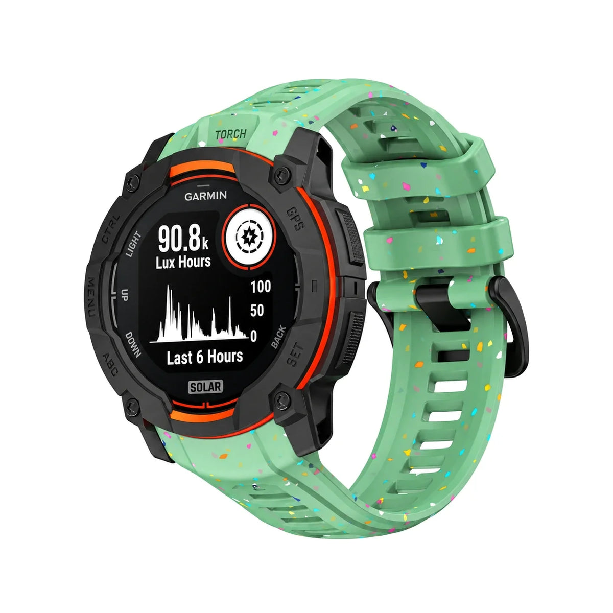 Lumen silicone strap, mint green, front view - Garmin Quick Release 26mm