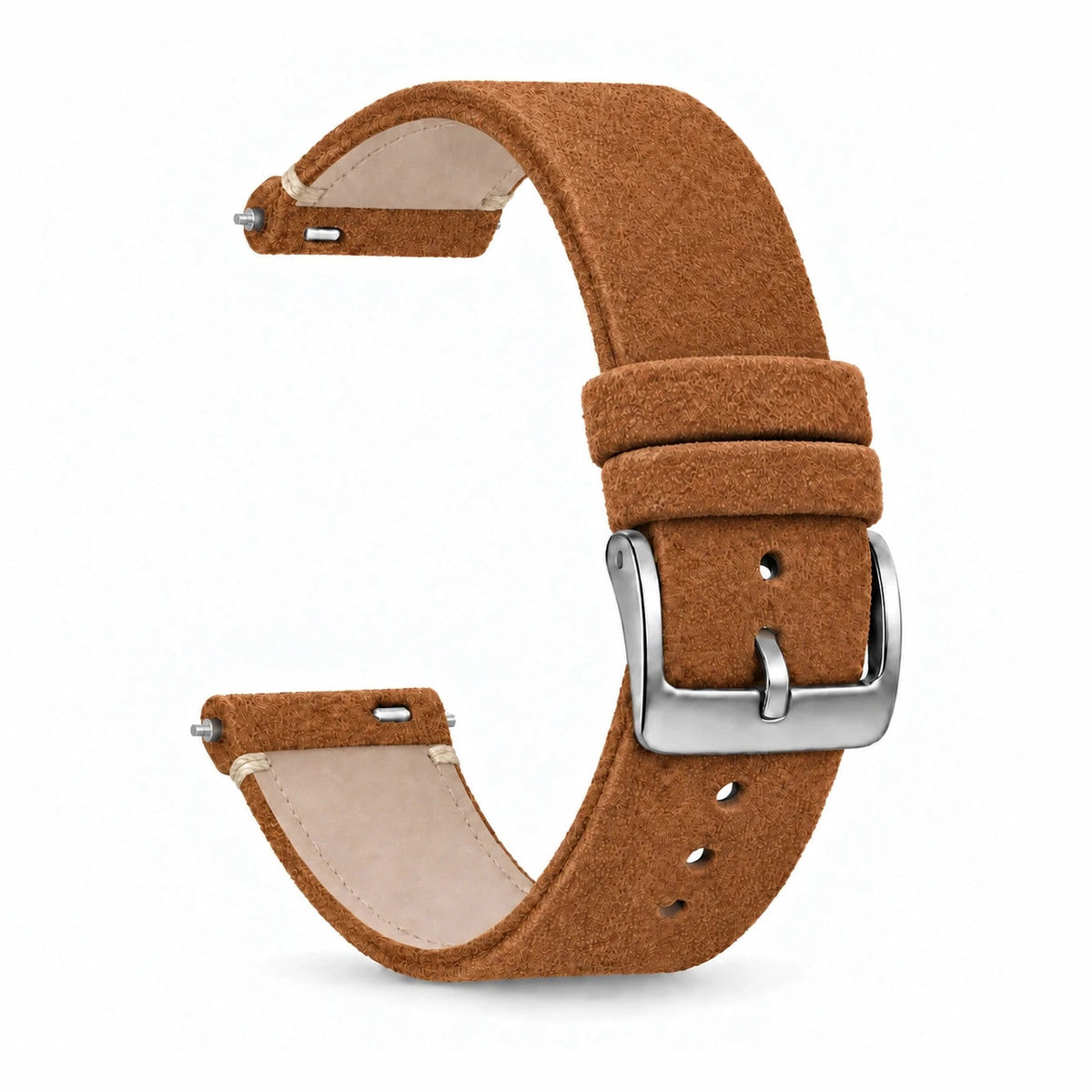 Bracelet Camden daim nubuck beige, vue de face 2 - Garmin Quick-Release | Clipz-it