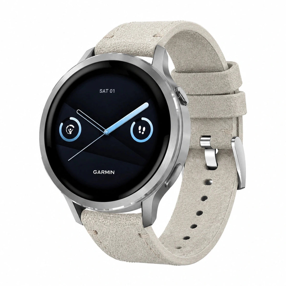 Bracelet Camden daim nubuck blanc cassé - Garmin Quick-Release | Clipz-it