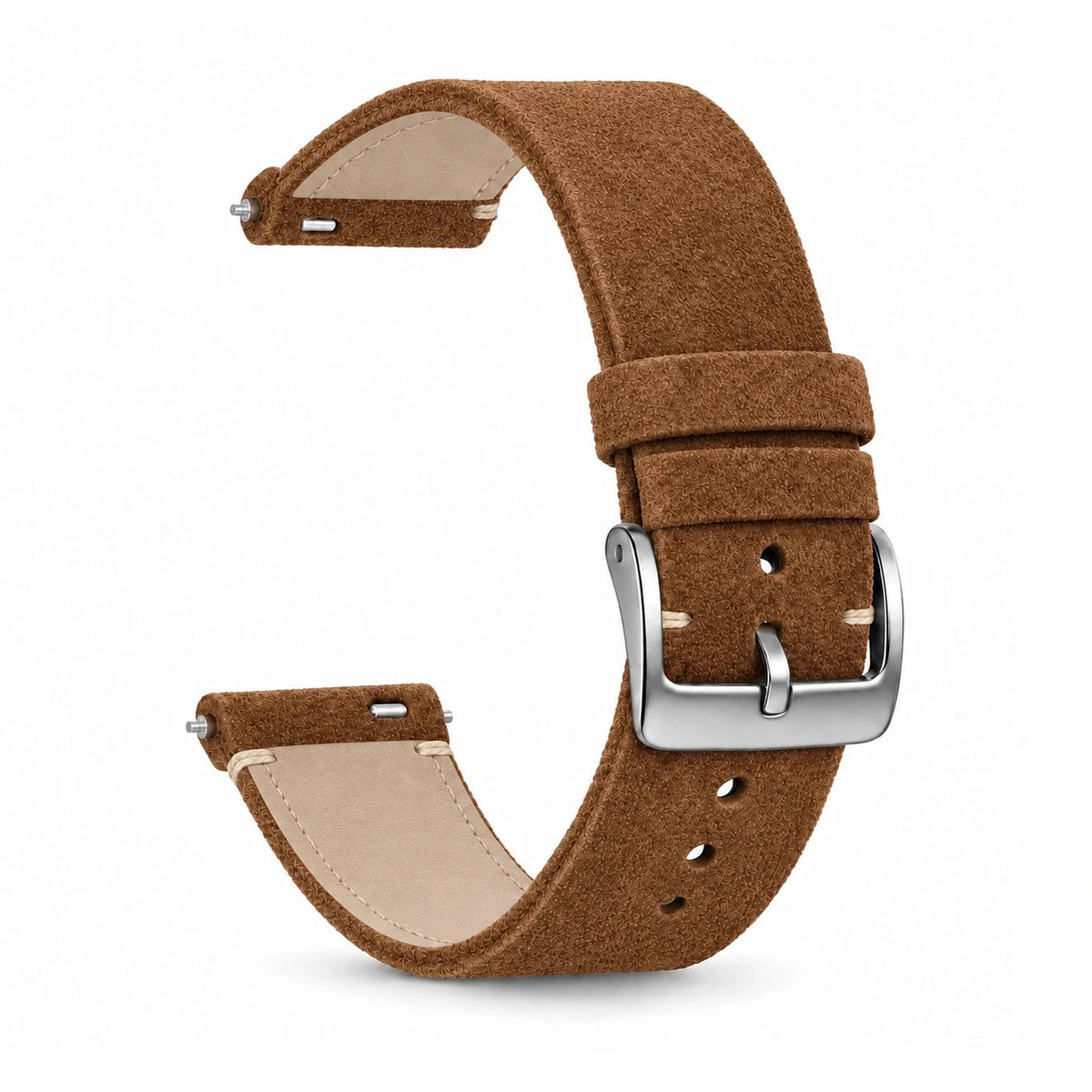 Bracelet Camden daim nubuck marron, vue de face 2 - Garmin Quick-Release | Clipz-it