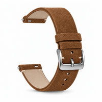 Bracelet Camden daim nubuck marron, vue de face 2 - Garmin Quick-Release | Clipz-it