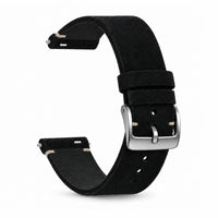 Bracelet Camden daim nubuck noir, vue de face 2 - Garmin Quick-Release | Clipz-it