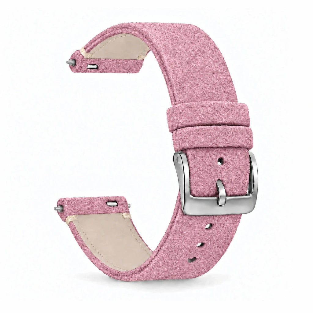 Bracelet Camden daim nubuck rose pale, vue de face 2 - Garmin Quick-Release | Clipz-it