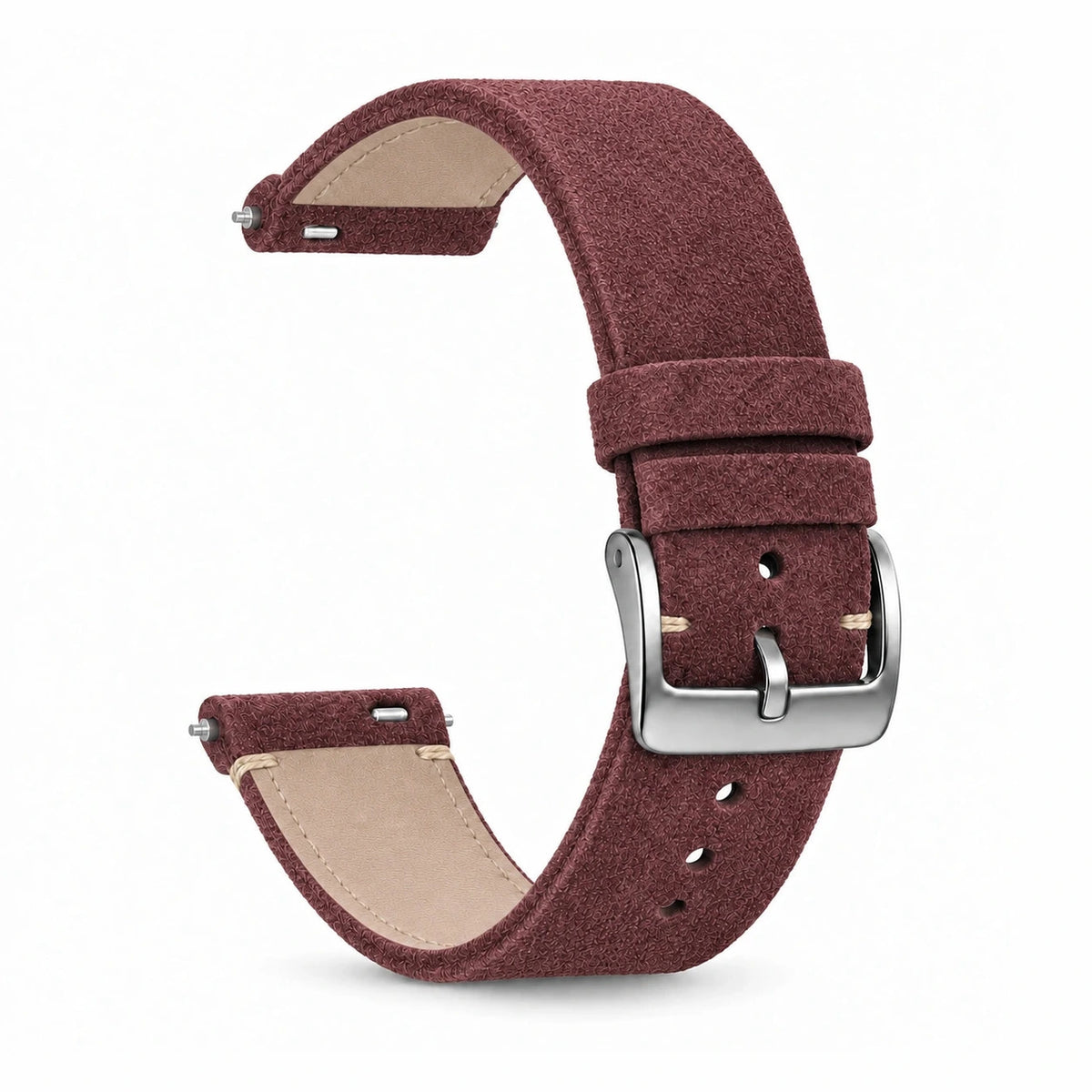 Bracelet Camden daim nubuck taupe, vue de face 2 - Garmin Quick-Release | Clipz-it