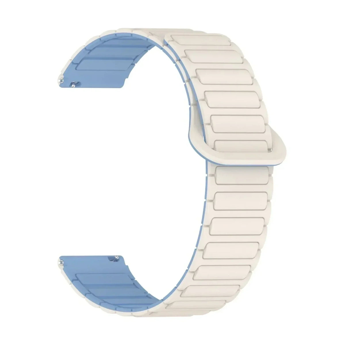 Bracelet Pulse silicone magnetique blanc / bleu, vue 3 - Garmin Quick-Release | Clipz-it