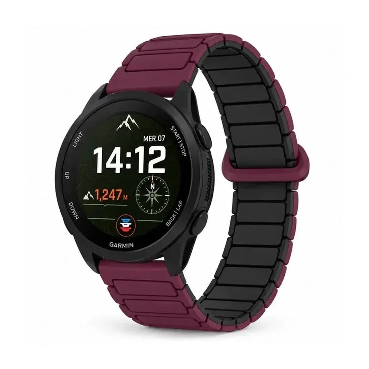 Bracelet Pulse silicone magnetique bordeaux - Garmin Quick-Release | Clipz-it