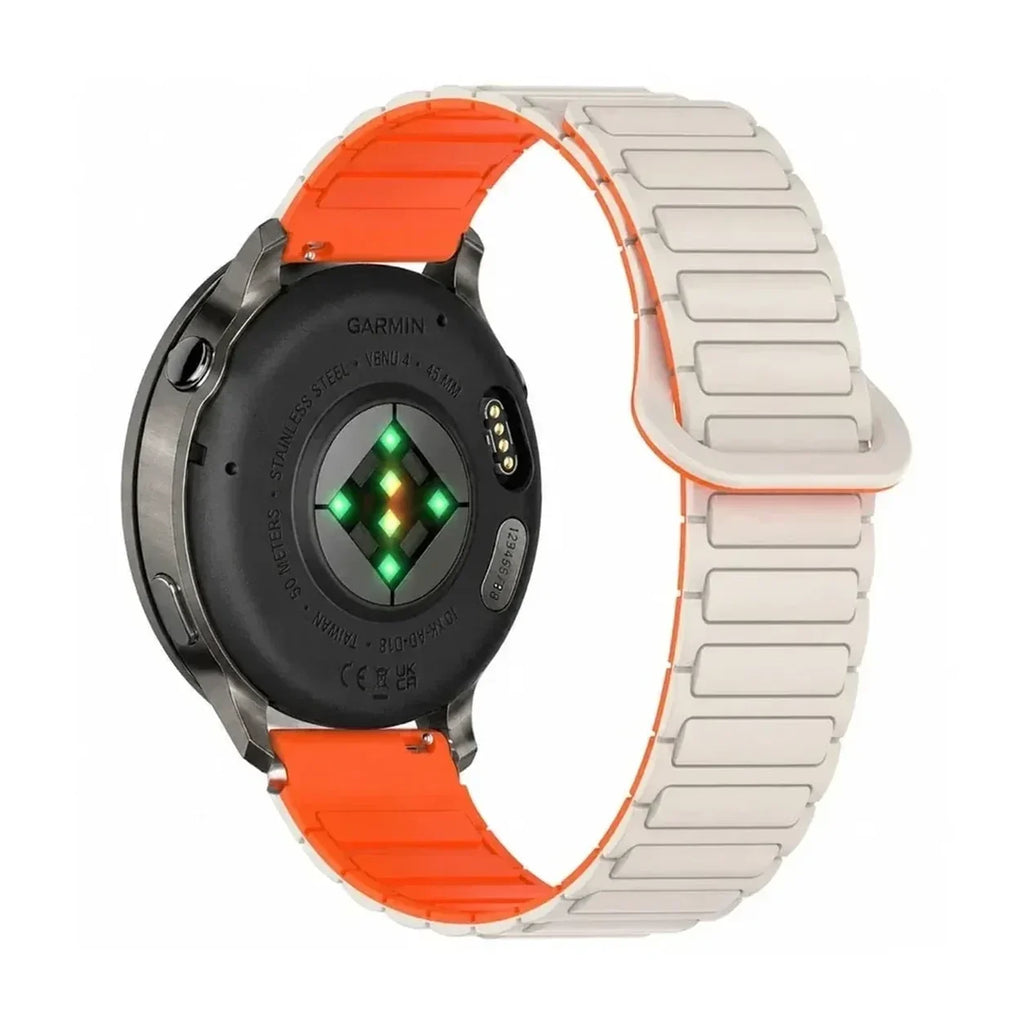 Bracelet Pulse silicone magnetique orange / blanc, vue 2 - Garmin Quick-Release | Clipz-it