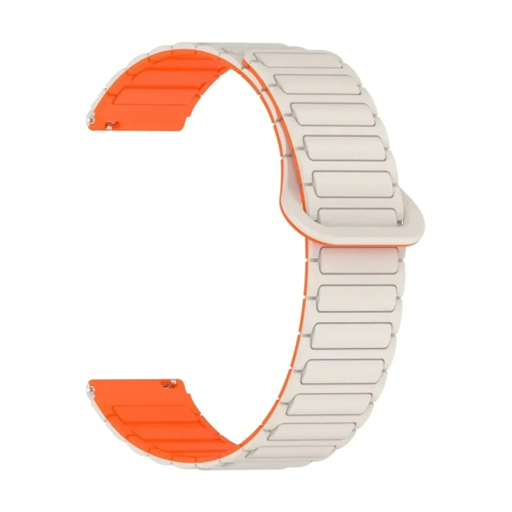 Bracelet Pulse silicone magnetique orange / blanc, vue 3 - Garmin Quick-Release | Clipz-it