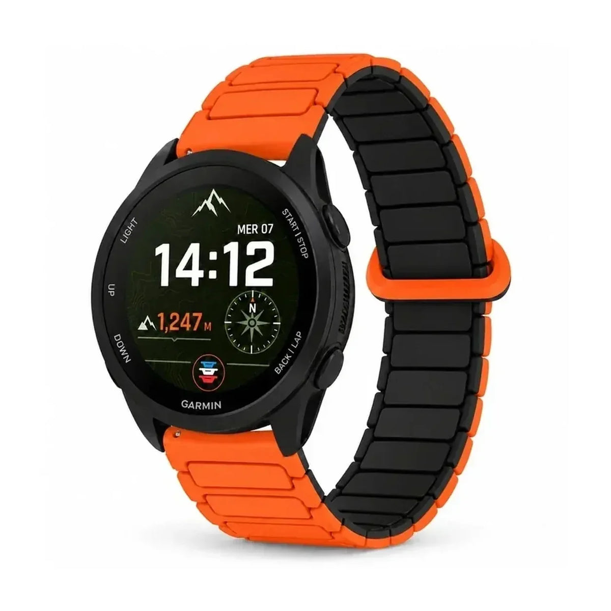 Bracelet Pulse silicone magnetique orange / noir - Garmin Quick-Release | Clipz-it