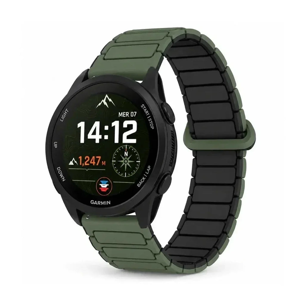 Bracelet Pulse silicone magnetique vert / noir - Garmin Quick-Release | Clipz-it