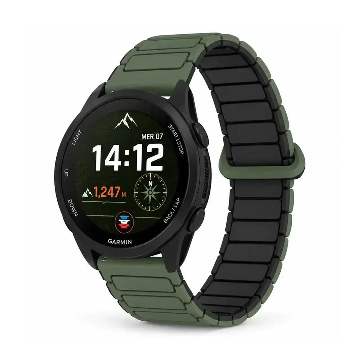 Bracelet Pulse silicone magnetique vert / noir - Garmin Quick-Release | Clipz-it