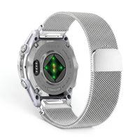 Bracelet Alvéole milanais acier argenté, vue de dos - Garmin QuickFit 20mm | Clipz-it
