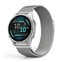 Bracelet Alvéole milanais acier argenté, vue de face 2 - Garmin QuickFit 20mm | Clipz-it