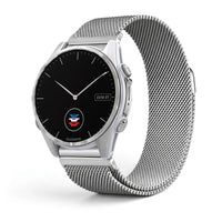 Bracelet Alvéole milanais acier argenté, vue de face - Garmin QuickFit 20mm | Clipz-it