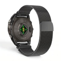 Bracelet Alvéole milanais acier noir, vue de dos - Garmin QuickFit 20mm | Clipz-it