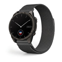 Bracelet Alvéole milanais noir, vue de face - Garmin QuickFit 20mm | Clipz-it