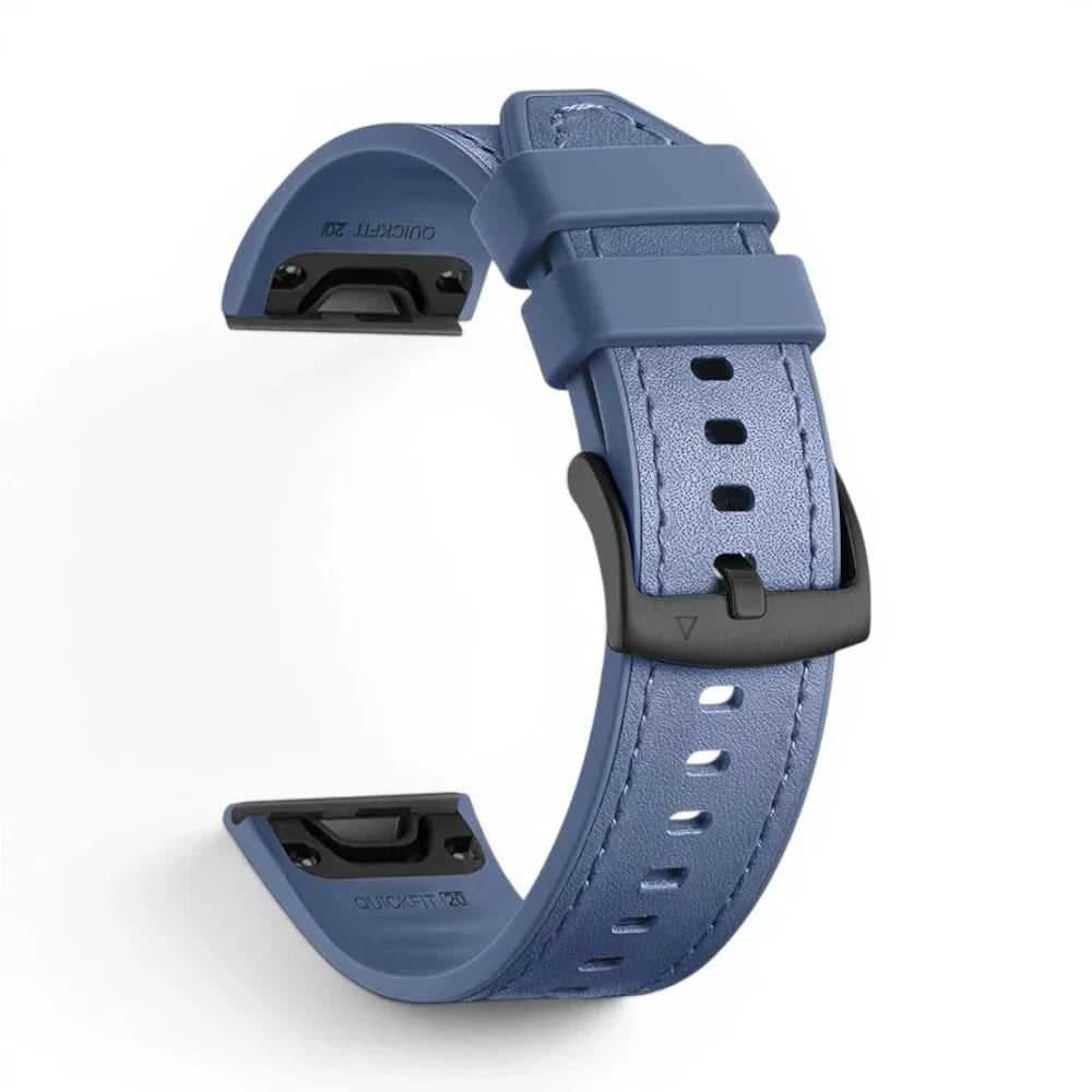 Bracelet DuoWeave cuir hybride bleu, vue de dos 2 - Garmin QuickFit 20mm | Clipz-it