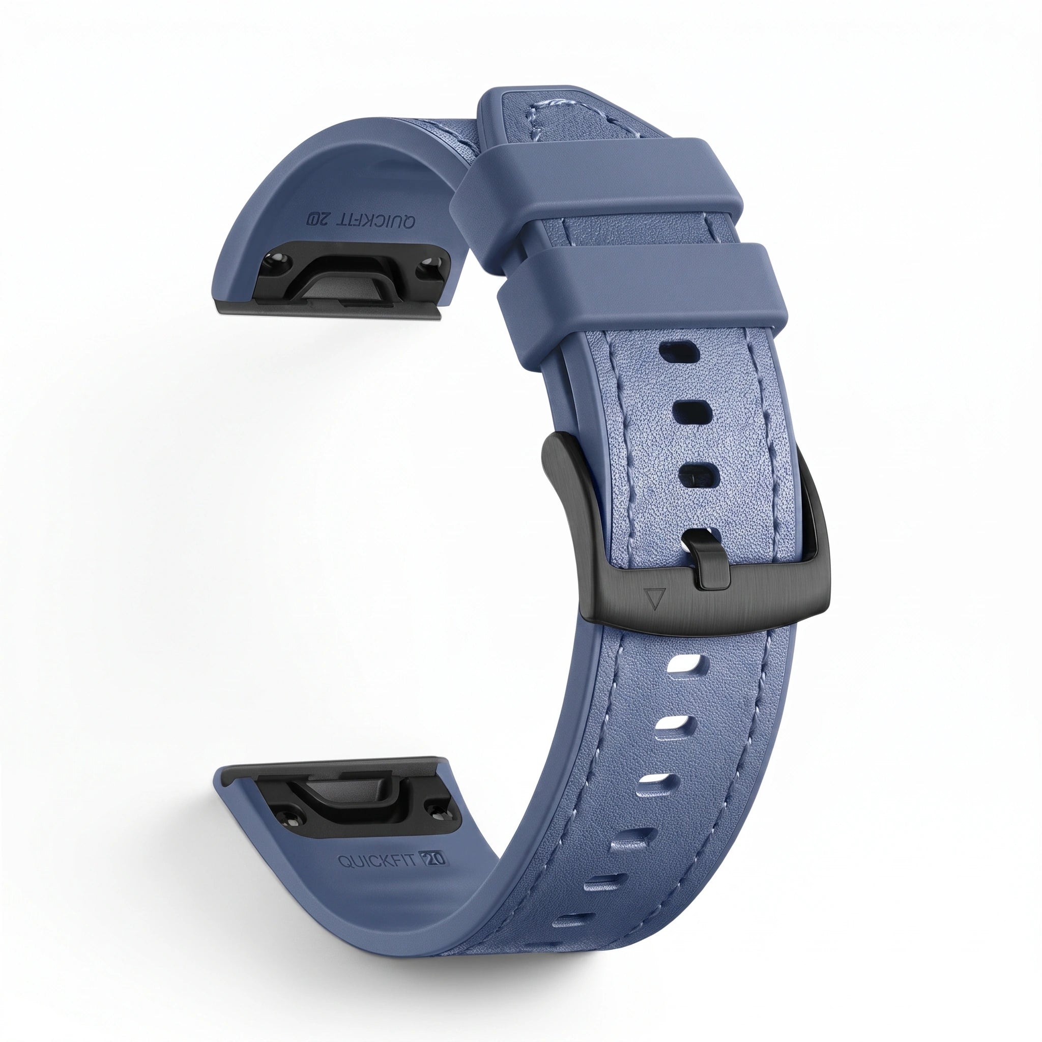 Bracelet DuoWeave cuir hybride bleu, vue de dos 2 - Garmin QuickFit 20mm | Clipz-it