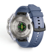 Bracelet DuoWeave cuir hybride bleu, vue de dos - Garmin QuickFit 20mm | Clipz-it