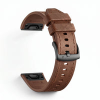 Bracelet DuoWeave cuir hybride marron, vue de profil - Garmin QuickFit 20mm | Clipz-it