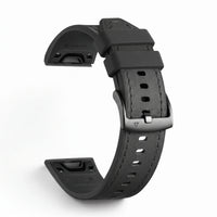 Bracelet DuoWeave cuir hybride noir, vue de profil - Garmin QuickFit 20mm | Clipz-it