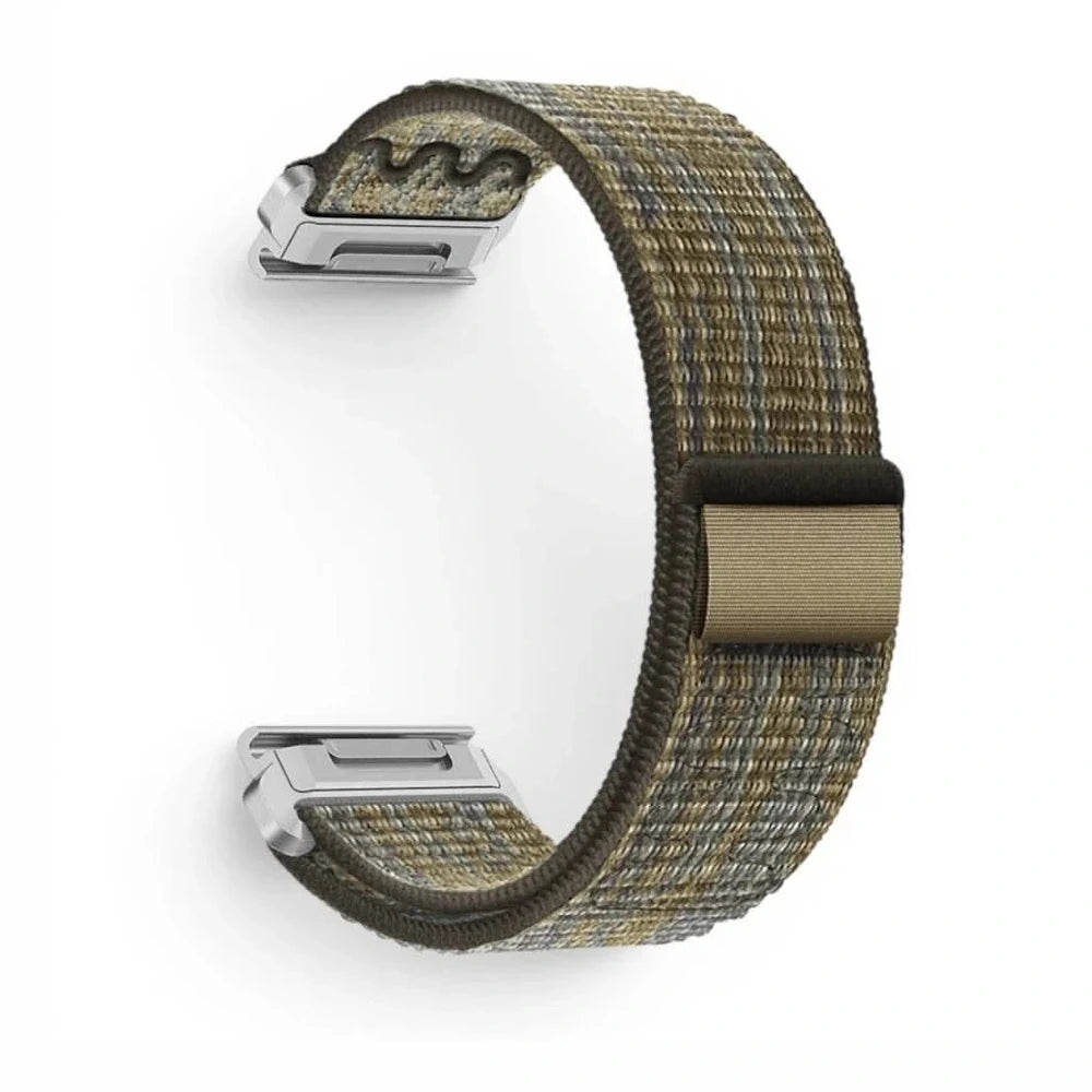 Bracelet Loop nylon vert militaire, vue de profil - Garmin QuickFit 20mm | Clipz-it