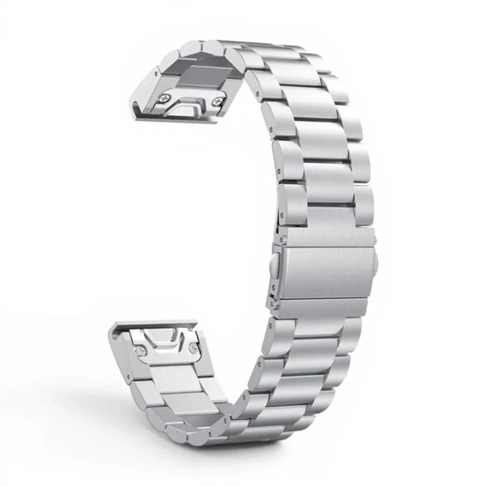Bracelet Maillon acier inoxydable acier argenté, vue de dos - Garmin QuickFit 20mm | Clipz-it