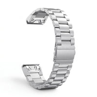 Bracelet Maillon acier inoxydable acier argenté, vue de dos - Garmin QuickFit 20mm | Clipz-it