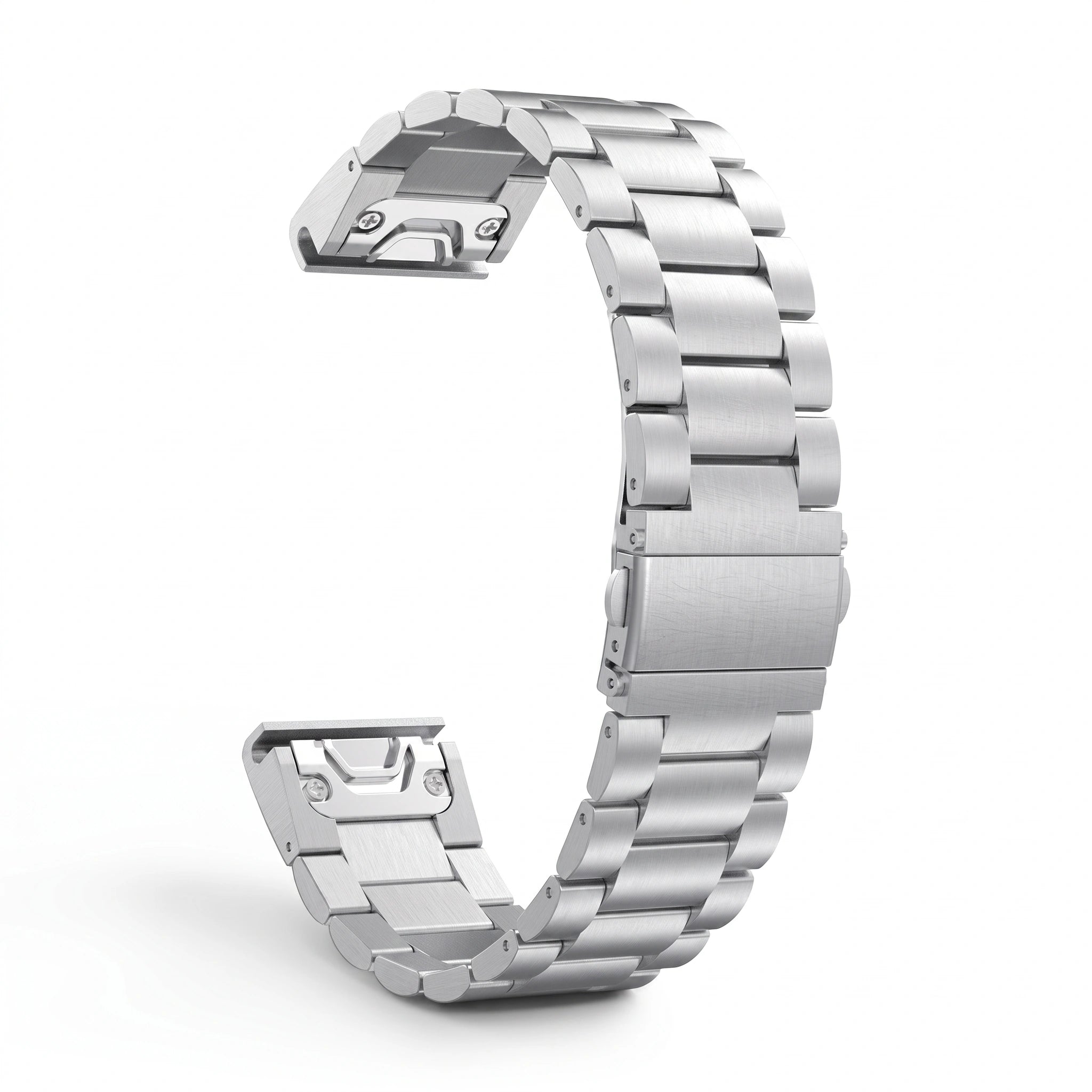 Bracelet Maillon acier inoxydable acier argenté, vue de dos - Garmin QuickFit 20mm | Clipz-it
