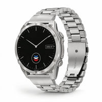 Bracelet Maillon acier inoxydable acier argenté, vue de face - Garmin QuickFit 20mm | Clipz-it