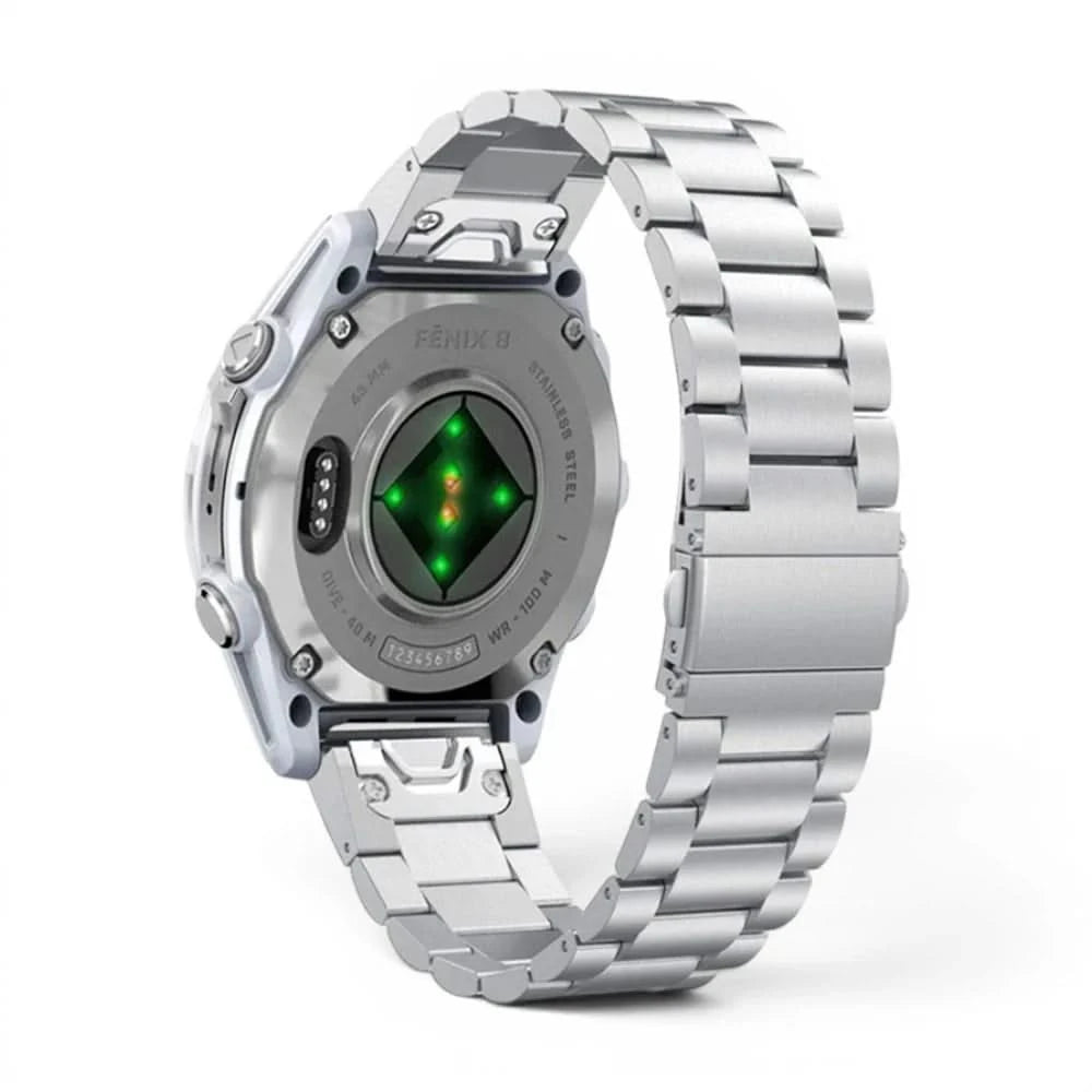 Bracelet Maillon acier inoxydable acier noir, vue de dos 2 - Garmin QuickFit 20mm | Clipz-it