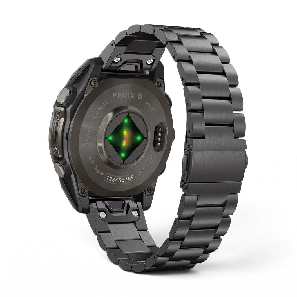 Bracelet Maillon acier inoxydable acier noir, vue de dos - Garmin QuickFit 20mm | Clipz-it