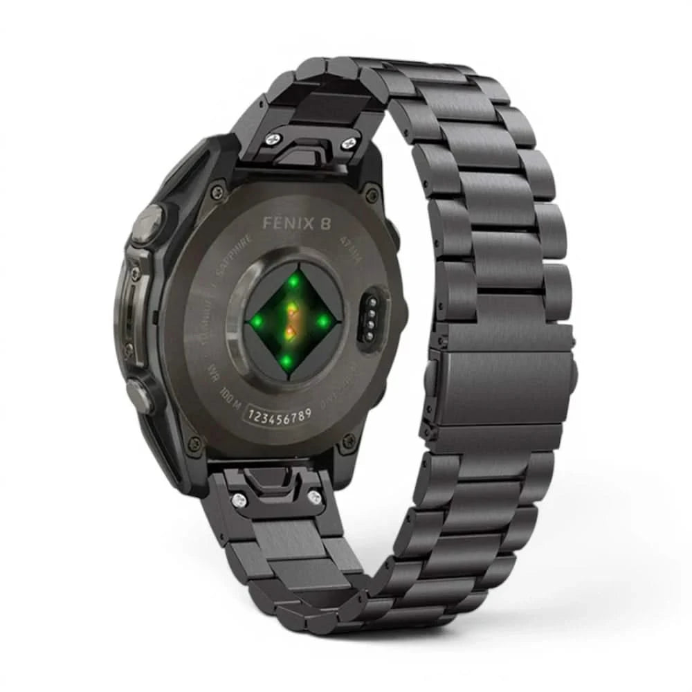 Bracelet Maillon acier inoxydable acier noir, vue de dos - Garmin QuickFit 20mm | Clipz-it