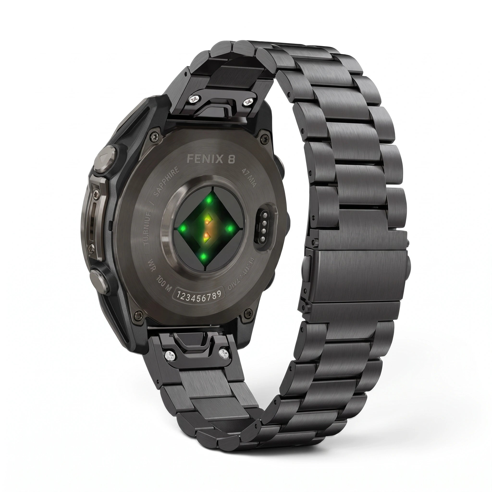Bracelet Maillon acier inoxydable acier noir, vue de dos - Garmin QuickFit 20mm | Clipz-it
