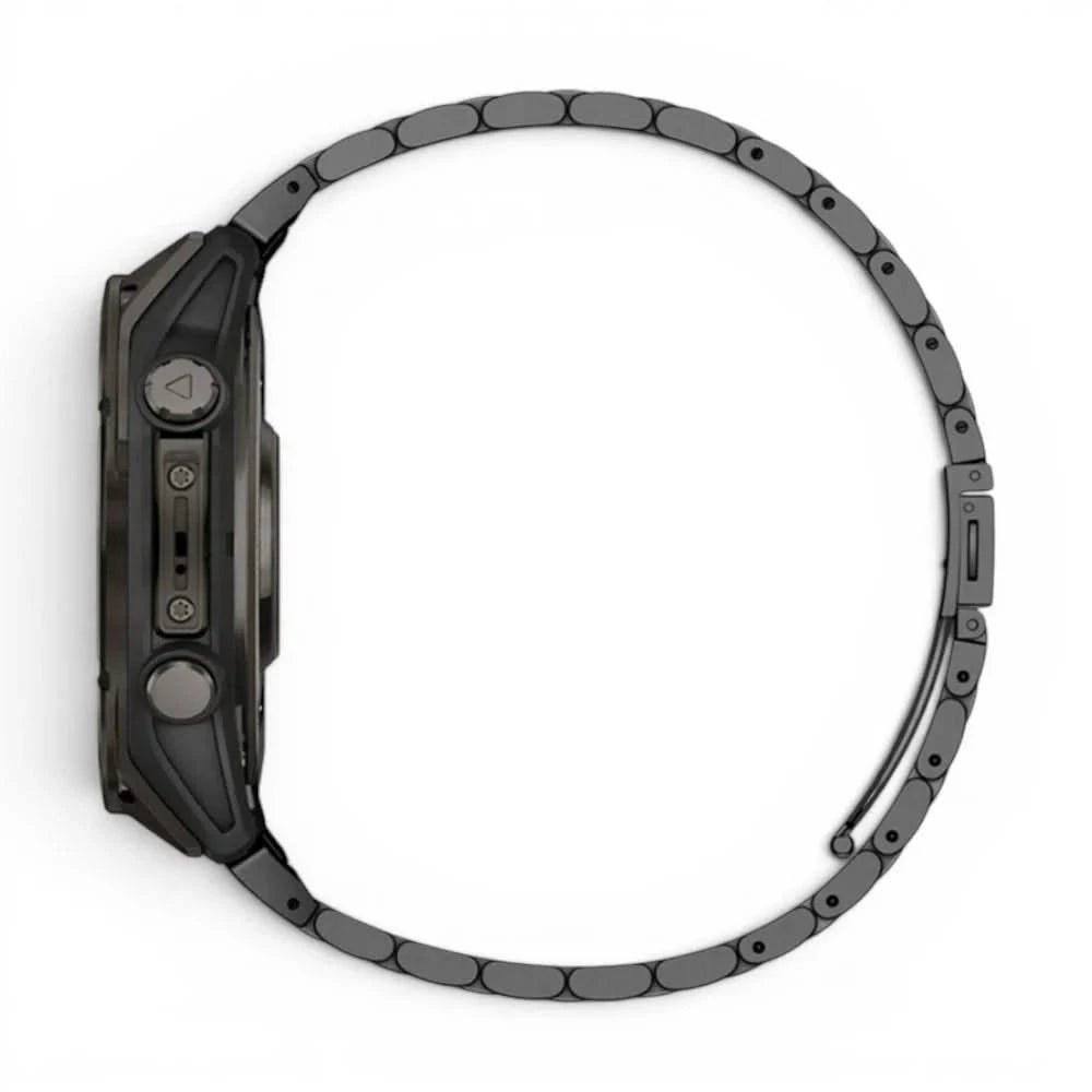 Bracelet Maillon acier inoxydable acier noir, vue de profil - Garmin QuickFit 20mm | Clipz-it