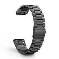 Bracelet Maillon acier inoxydable noir, vue de dos - Garmin QuickFit 20mm | Clipz-it