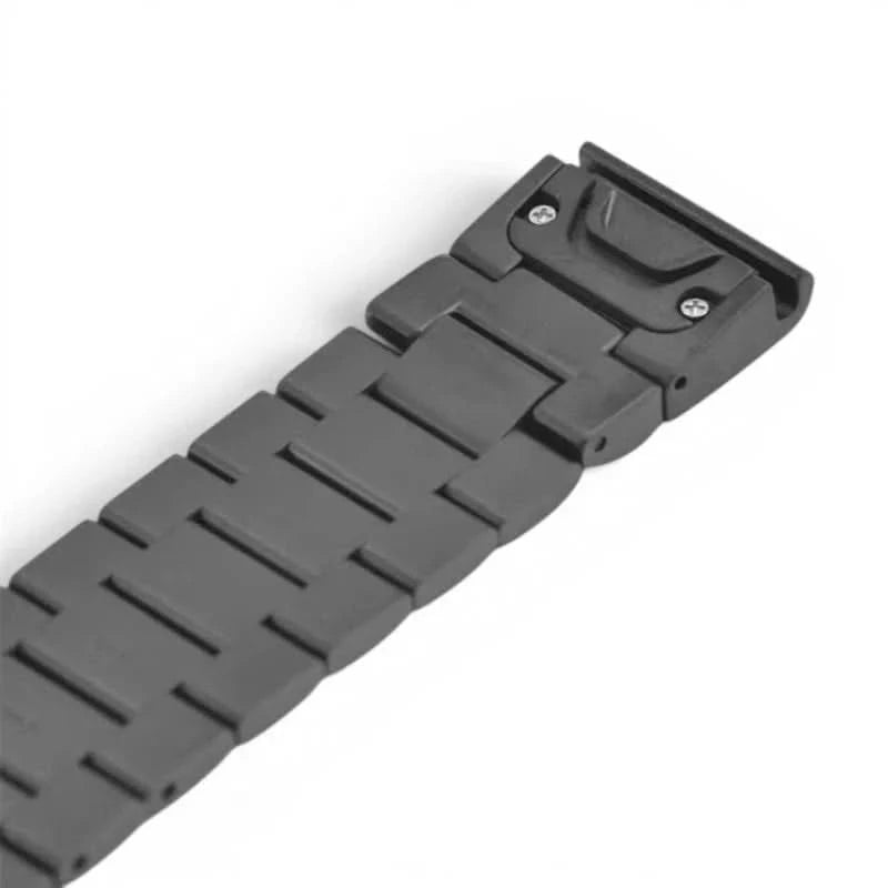 Bracelet Maillon acier inoxydable noir, vue de profil 3 - Garmin QuickFit 20mm | Clipz-it