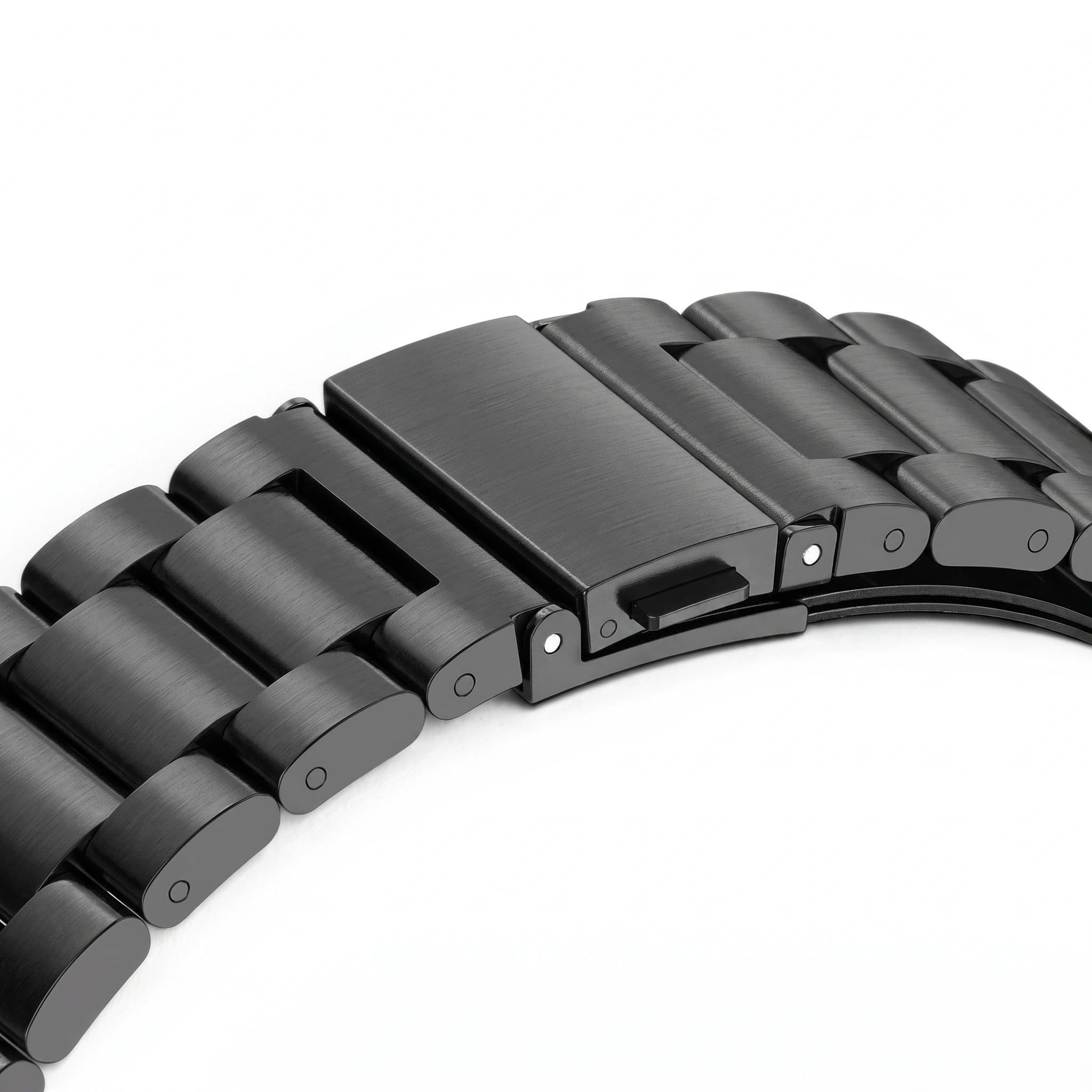 Bracelet Maillon acier inoxydable noir, vue de profil - Garmin QuickFit 20mm | Clipz-it