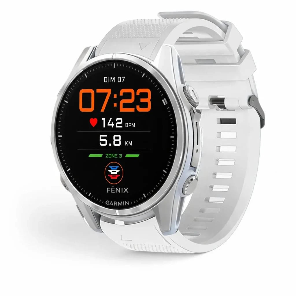 Bracelet Motion silicone blanc, vue de face - Garmin QuickFit 20mm | Clipz-it