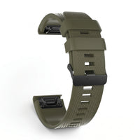Bracelet Motion silicone kaki, vue de dos - Garmin QuickFit 20mm | Clipz-it