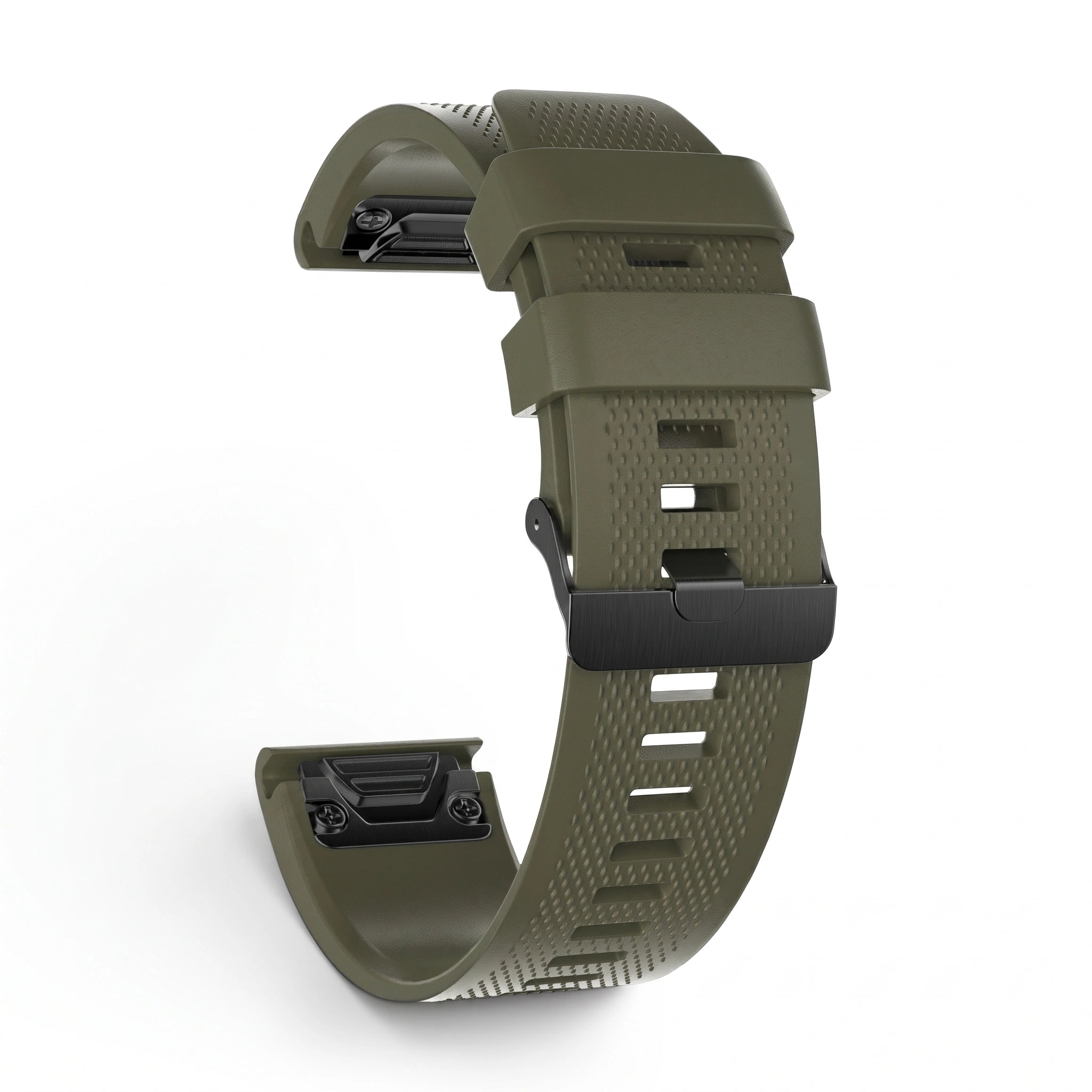 Bracelet Motion silicone kaki, vue de dos - Garmin QuickFit 20mm | Clipz-it