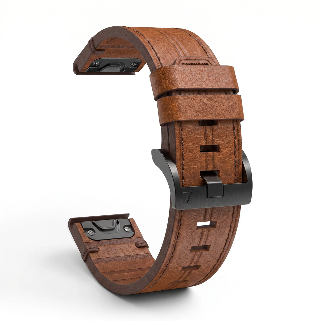 Bracelet Zephyr cuir marron, vue de dos 2 - Garmin QuickFit 20mm | Clipz-it