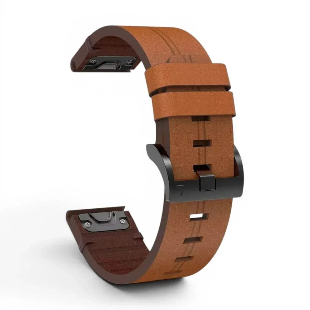 Bracelet Zephyr cuir marron, vue de dos 2 - Garmin QuickFit 20mm | Clipz-it