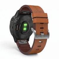 Bracelet Zephyr cuir marron, vue de dos - Garmin QuickFit 20mm | Clipz-it