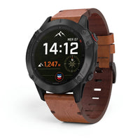 Bracelet Zephyr cuir marron, vue de face - Garmin QuickFit 20mm | Clipz-it