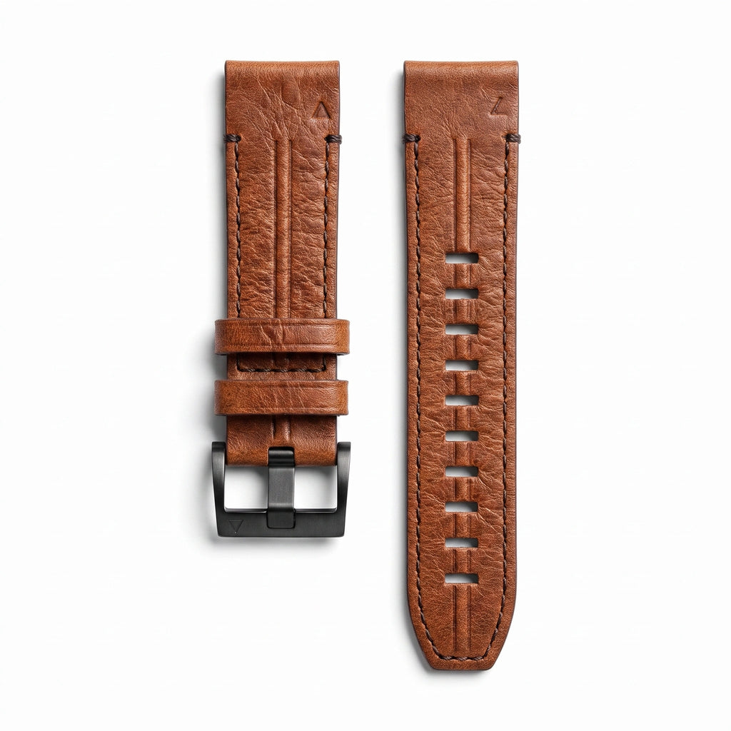 Bracelet Zephyr cuir noir, vue de dos 2 - Garmin QuickFit 20mm | Clipz-it